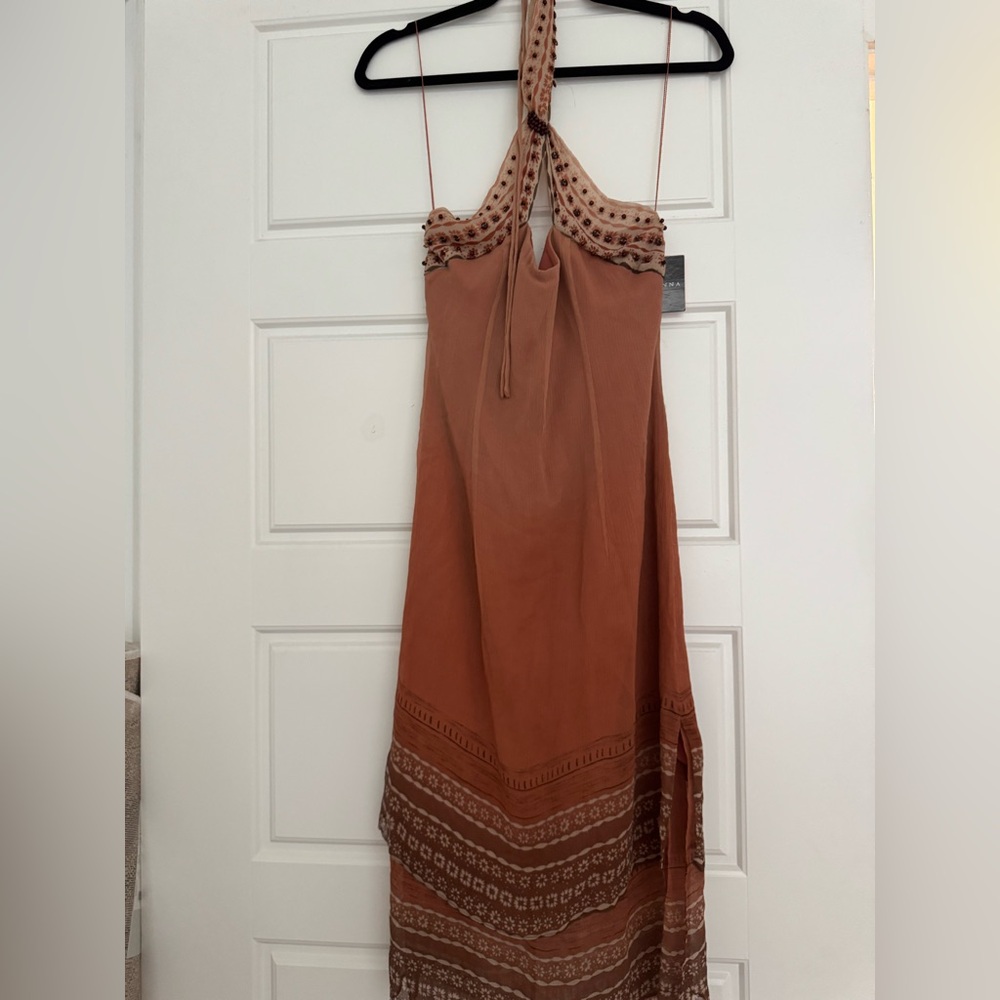 Elegant Brown Halter Dress